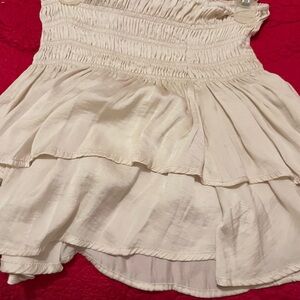 Glam Tan Bubble Mini Skirt with Smocked Tiered Design